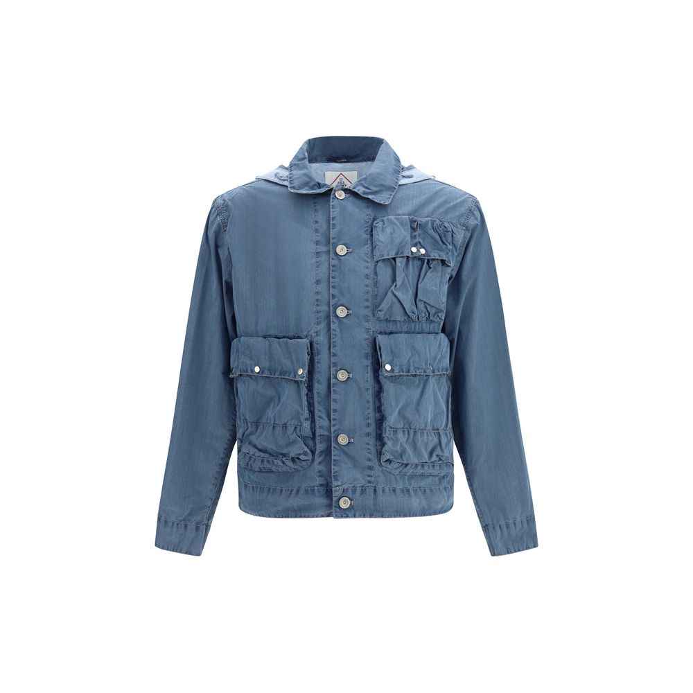 Blue Cotton Full-Length Jacket