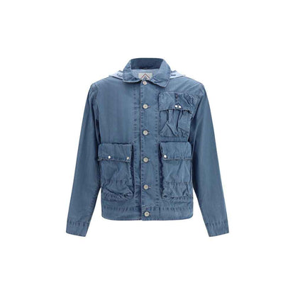 Blue Cotton Full-Length Jacket