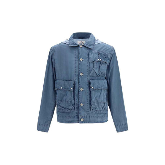 Blue Cotton Full-Length Jacket