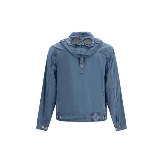 Blue Cotton Full-Length Jacket