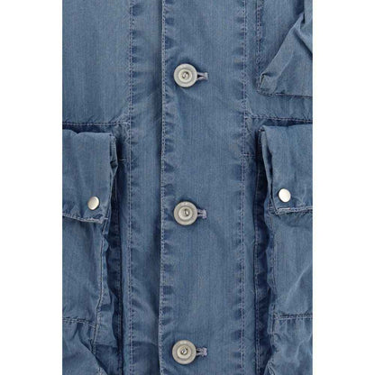 Blue Cotton Full-Length Jacket