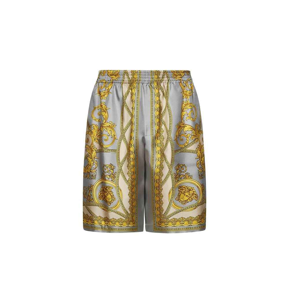 Gray Silk Bermuda Shorts
