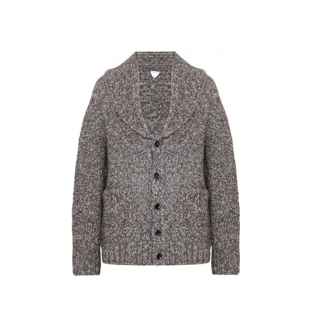 Gray Alpaca Leather Cardigan