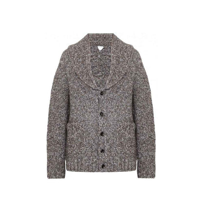 Gray Alpaca Leather Cardigan