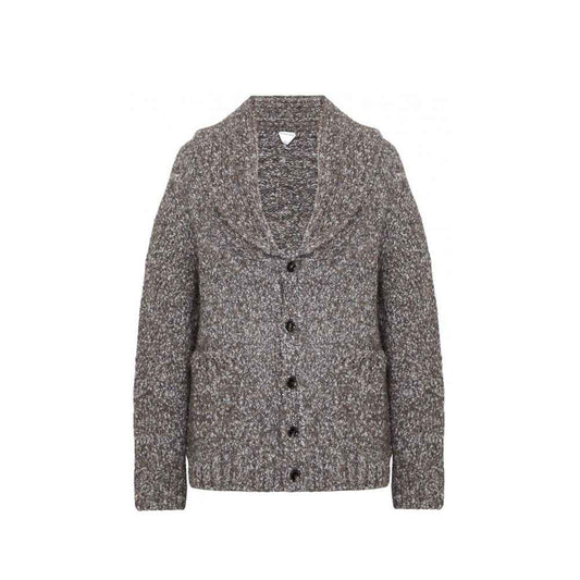Gray Alpaca Leather Cardigan