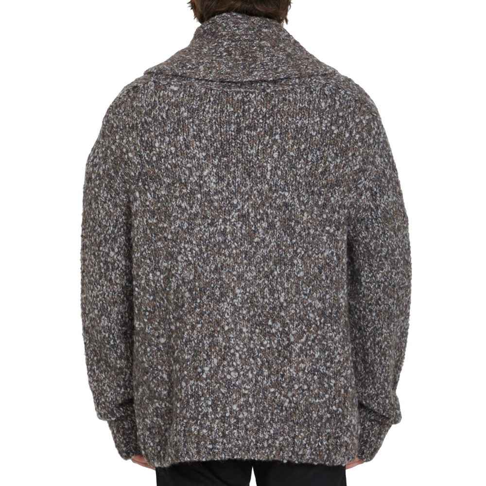 Gray Alpaca Leather Cardigan