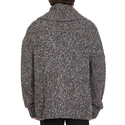 Gray Alpaca Leather Cardigan