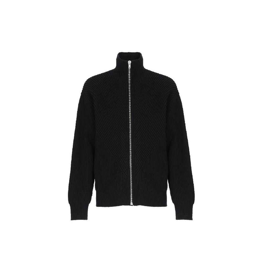 Black Alpaca Leather Cardigan