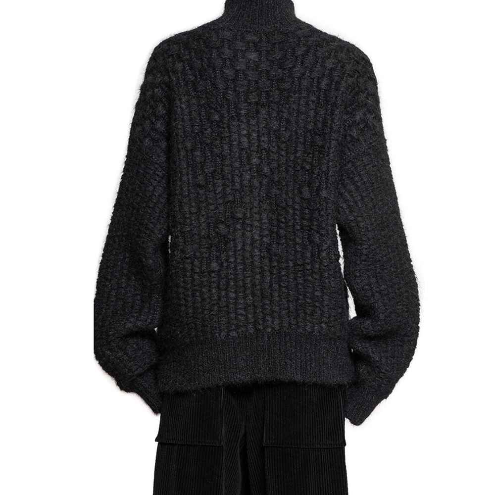Black Alpaca Leather Cardigan