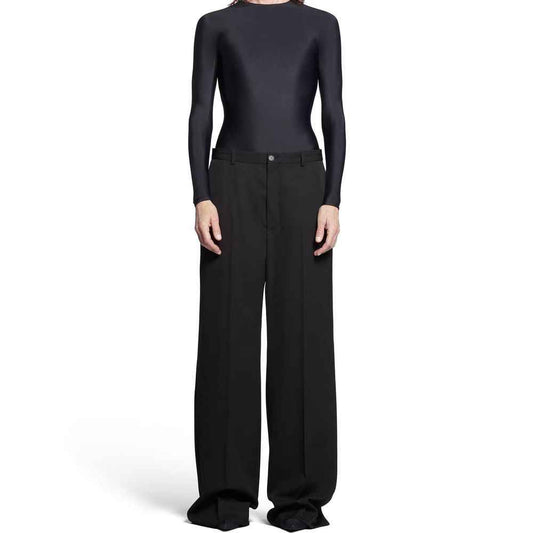 Black Wool Flared Pants