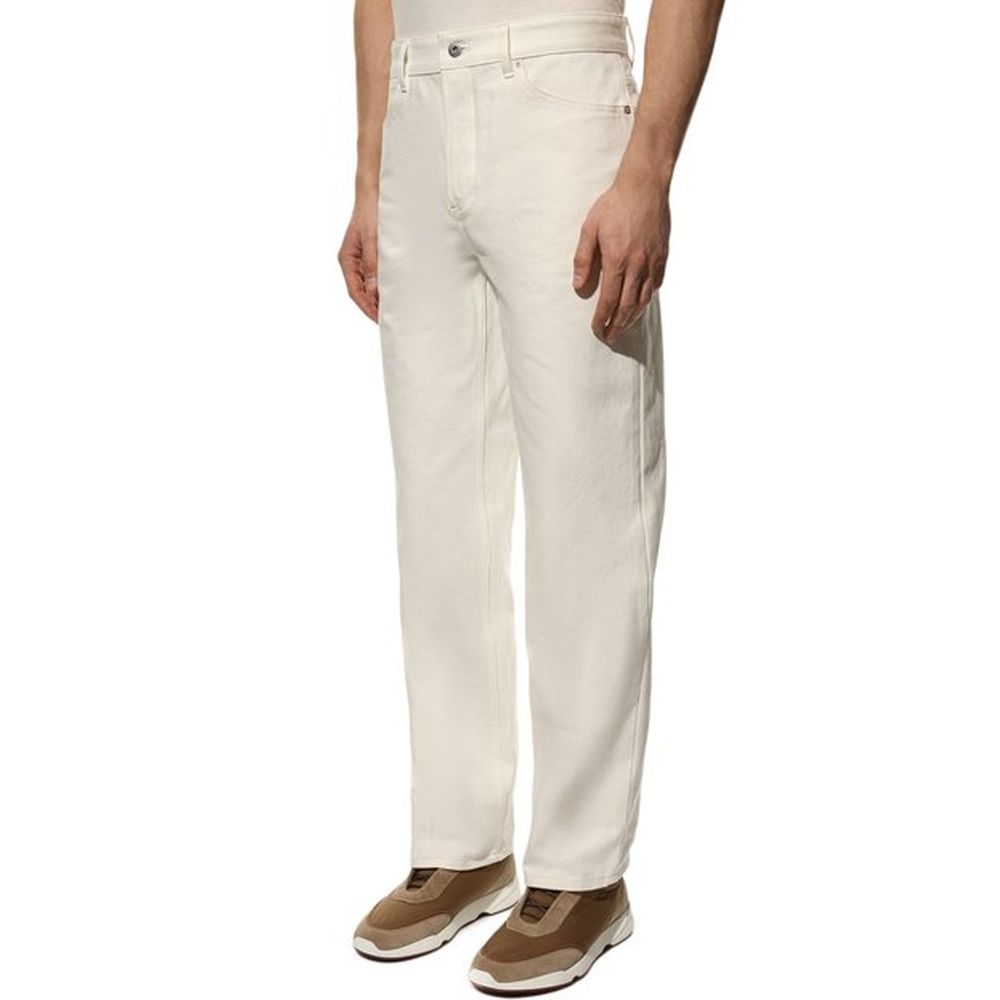 White Cotton Relaxed Fit Jeans