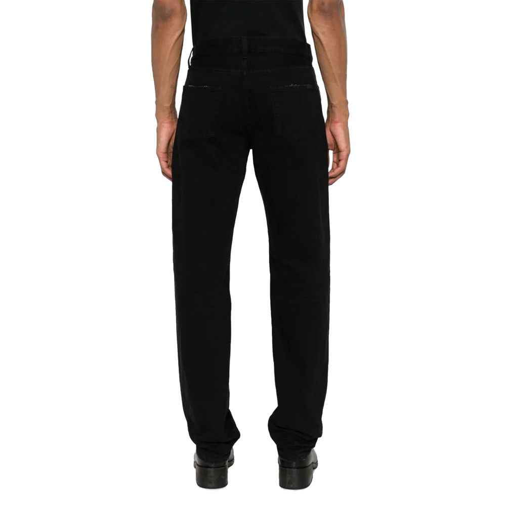 Black Cotton Straight-Leg Jeans