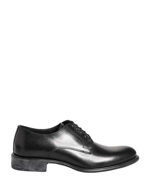 Black Calfskin Leather Derby Men Dress Shoes