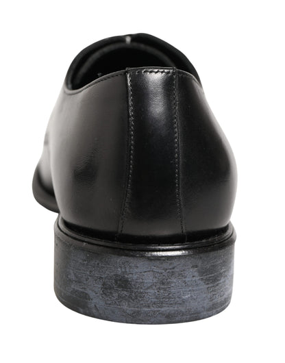 Black Calfskin Leather Derby Men Dress Shoes