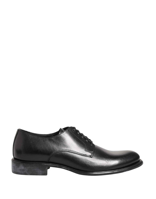 Black Calfskin Leather Derby Men Dress Shoes