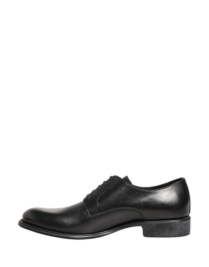 Black Calfskin Leather Derby Men Dress Shoes
