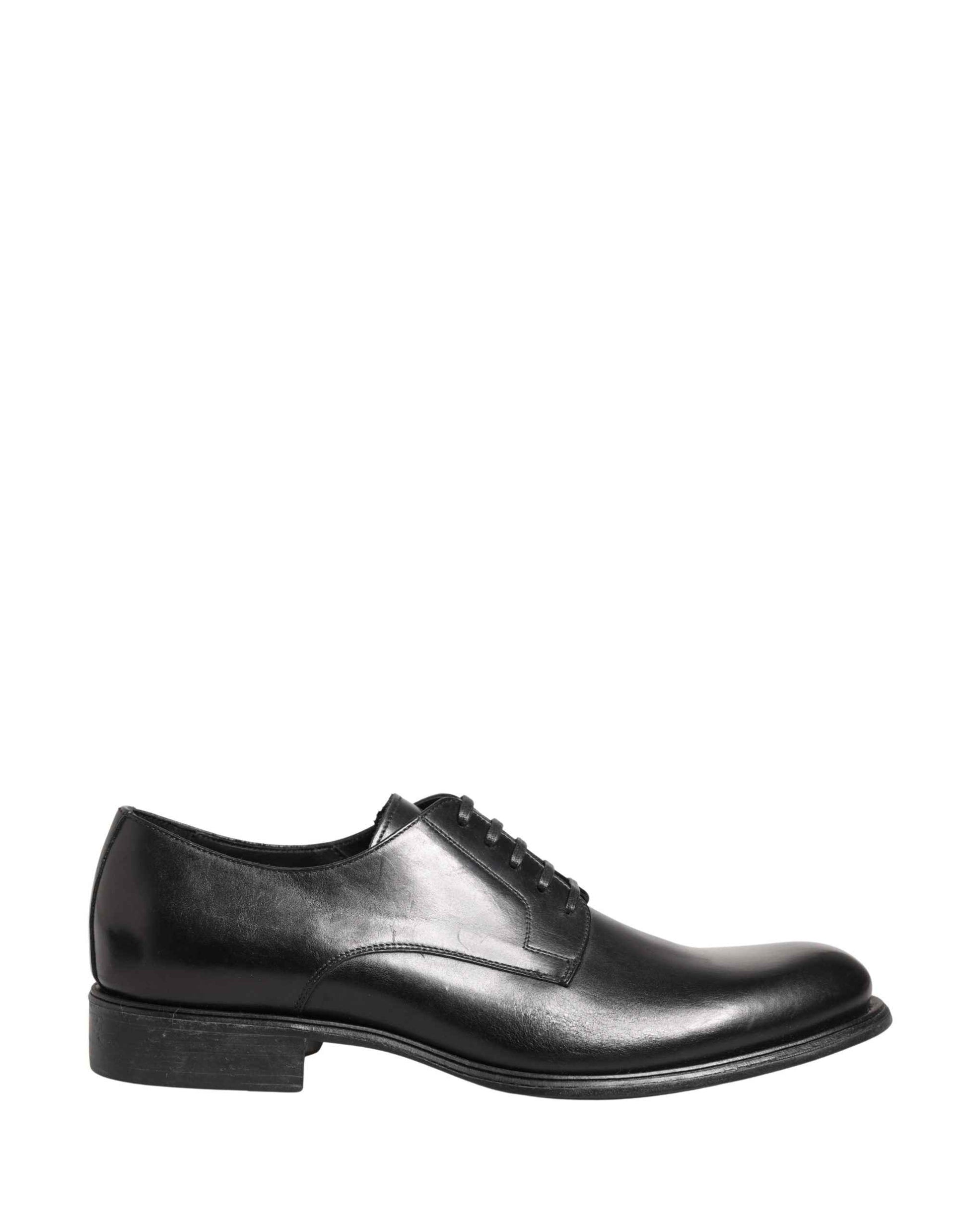 Black Calfskin Leather Derby Men Dress Shoes