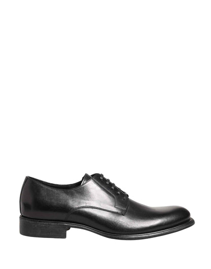 Black Calfskin Leather Derby Men Dress Shoes