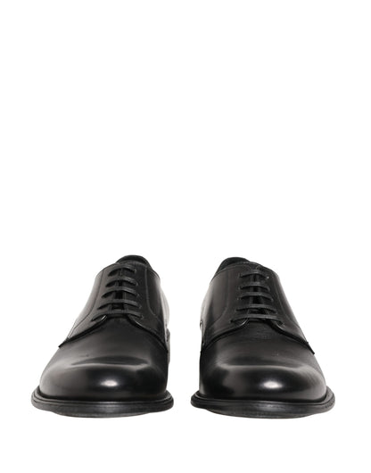 Black Calfskin Leather Derby Men Dress Shoes