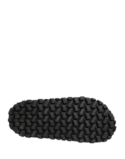 Black Ruching Detail Flats Men Sandals Shoes