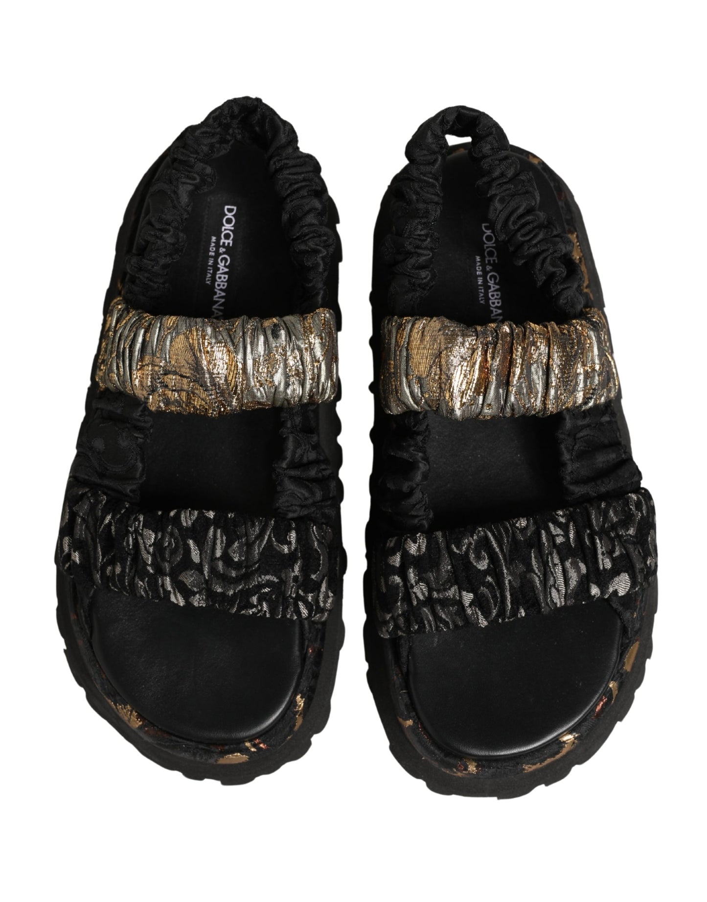 Black Ruching Detail Flats Men Sandals Shoes
