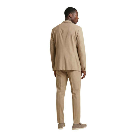 Beige Polyester Two-Piece Suit