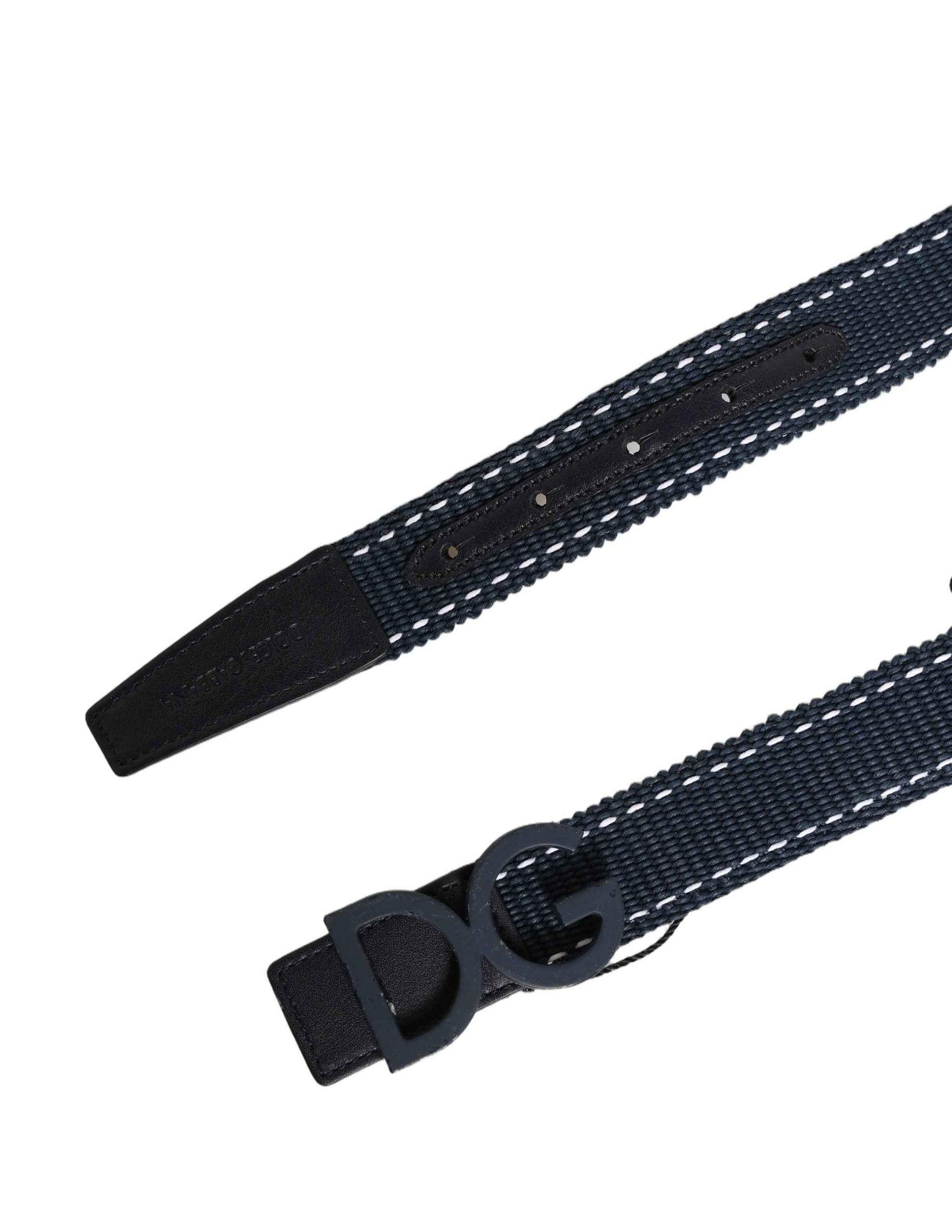 Blue Cotton Canvas DG Logo Metal Buckle Belt