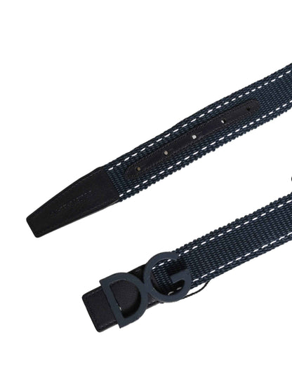Blue Cotton Canvas DG Logo Metal Buckle Belt