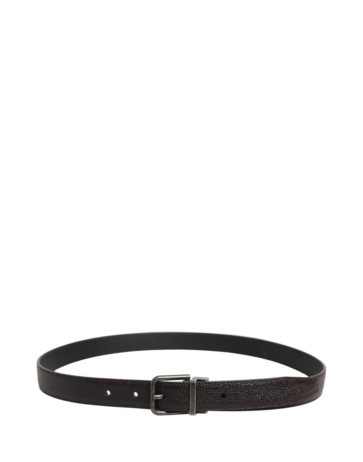Brown Calf Leather Vintage Style Silver Buckle Belt