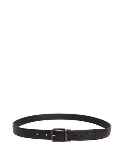 Brown Calf Leather Vintage Style Silver Buckle Belt