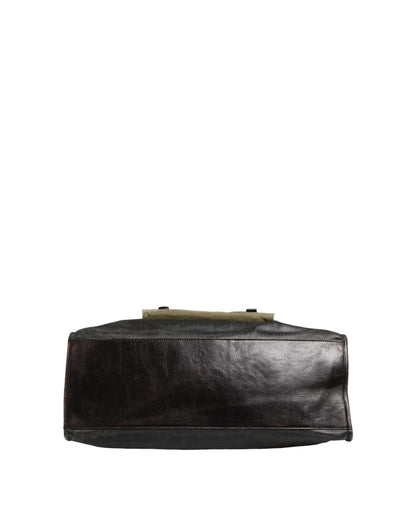 Military Green Two Tone Tote Duffel Shoulder Borse Bag