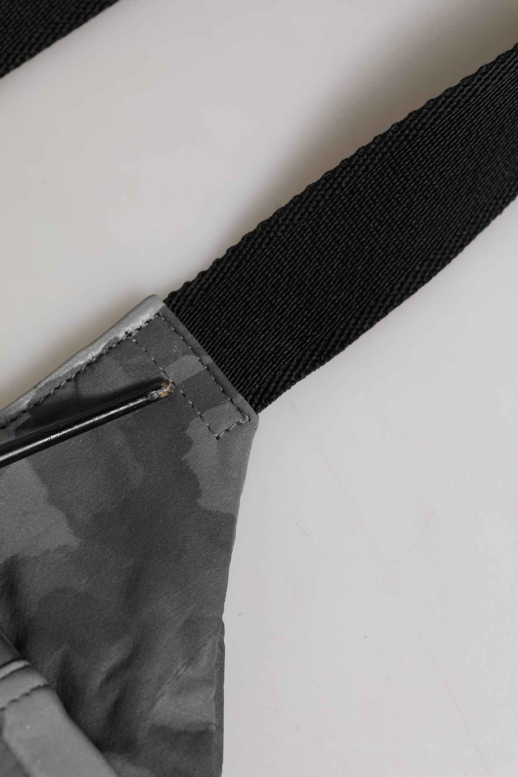 Black Nylon Brass Plate Camouflage Waist Fanny Pack Bag