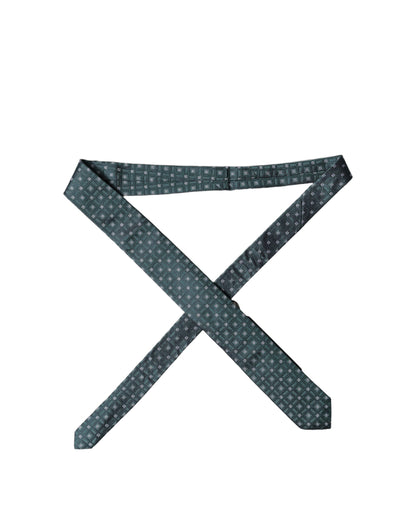 Dark Green Patterned Silk Adjustable Men Necktie Tie