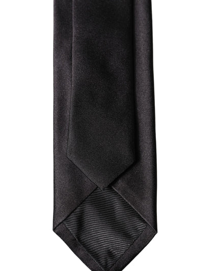 Black Solid 100% Silk Adjustable Men Tied Necktie Tie