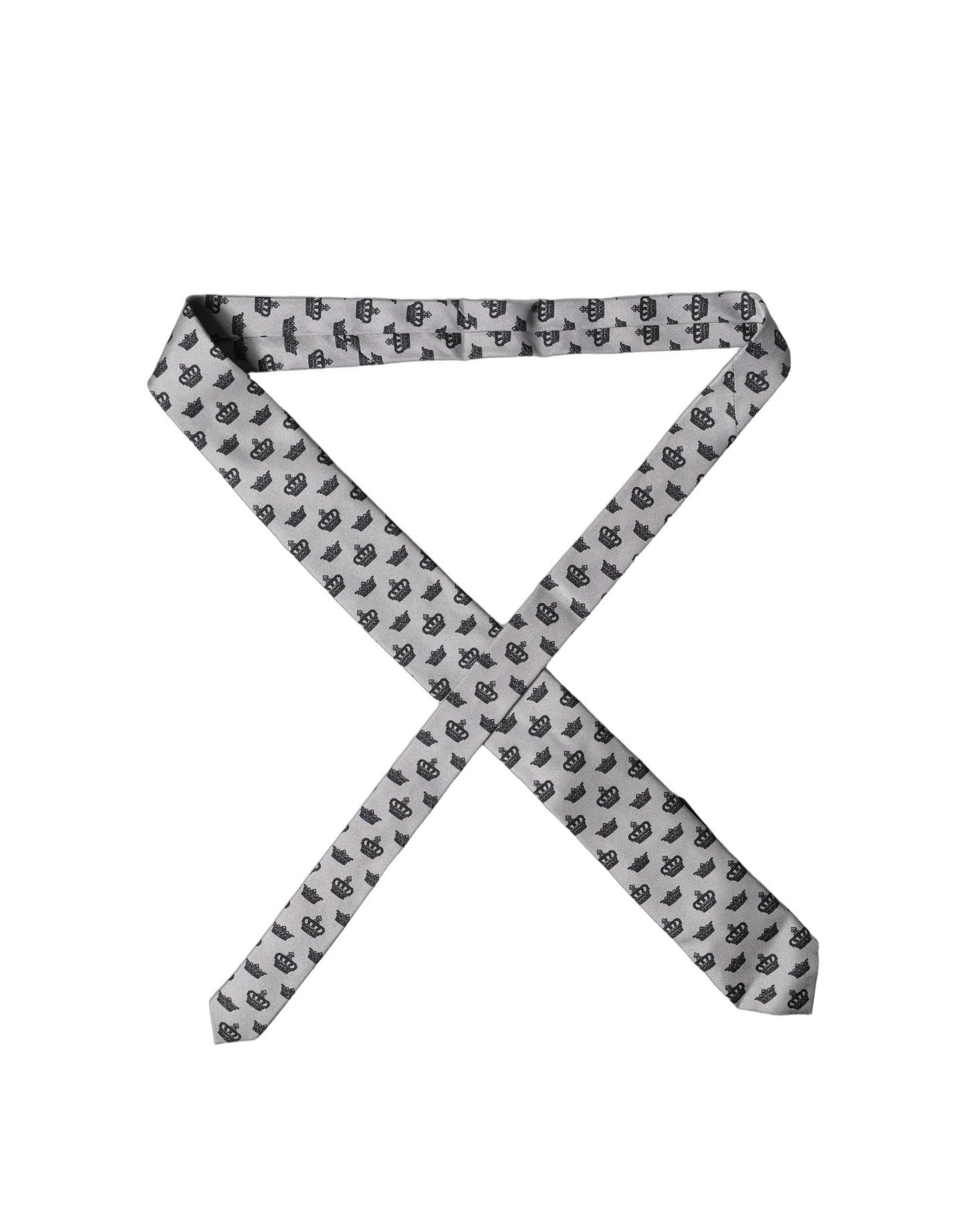 Gray Crown Fantasy Silk Adjustable Men Tied Necktie Tie