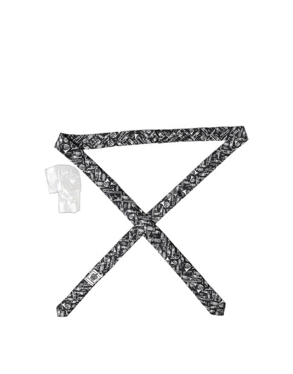 Black Trumpet Print Silk Adjustable Men Tied Necktie Tie