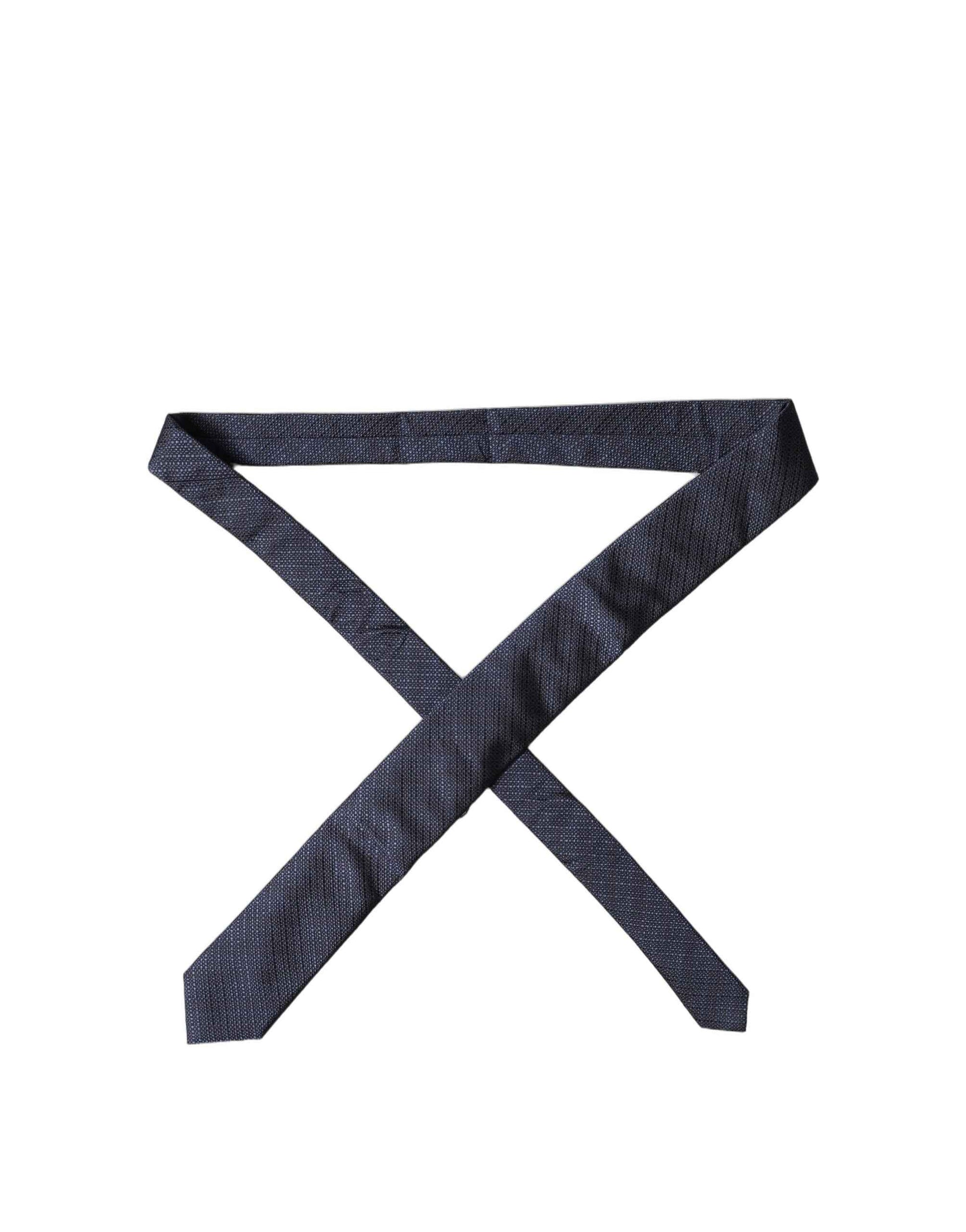 Navy Blue Textured Silk Adjustable Men Tied Necktie Tie