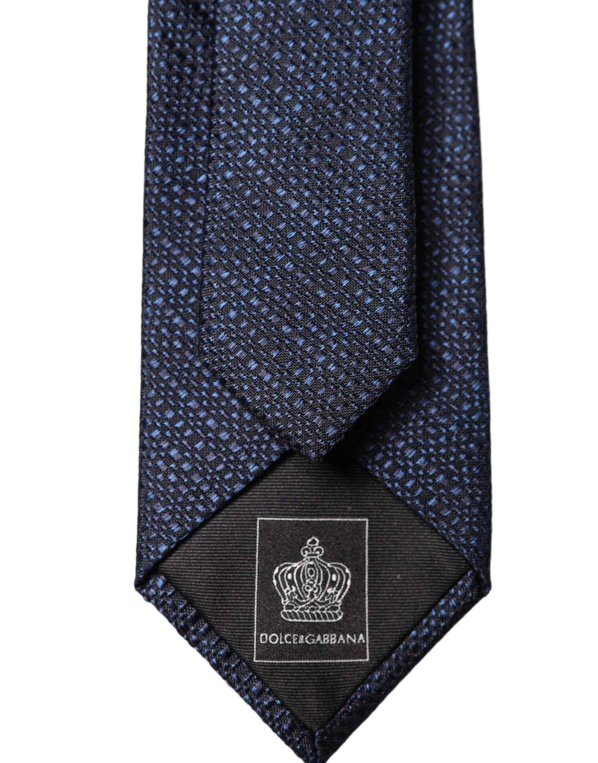 Navy Blue Textured Silk Adjustable Men Tied Necktie Tie