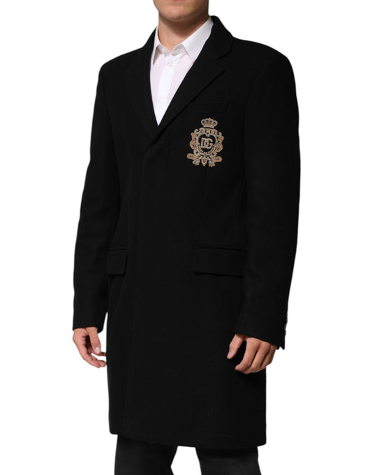 Black Heraldic Patch Single Breasted Jacket