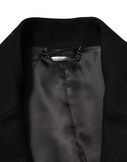Black Heraldic Patch Single Breasted Jacket