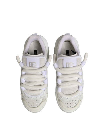 White Calfskin Leather Low Top Sneakers Shoes