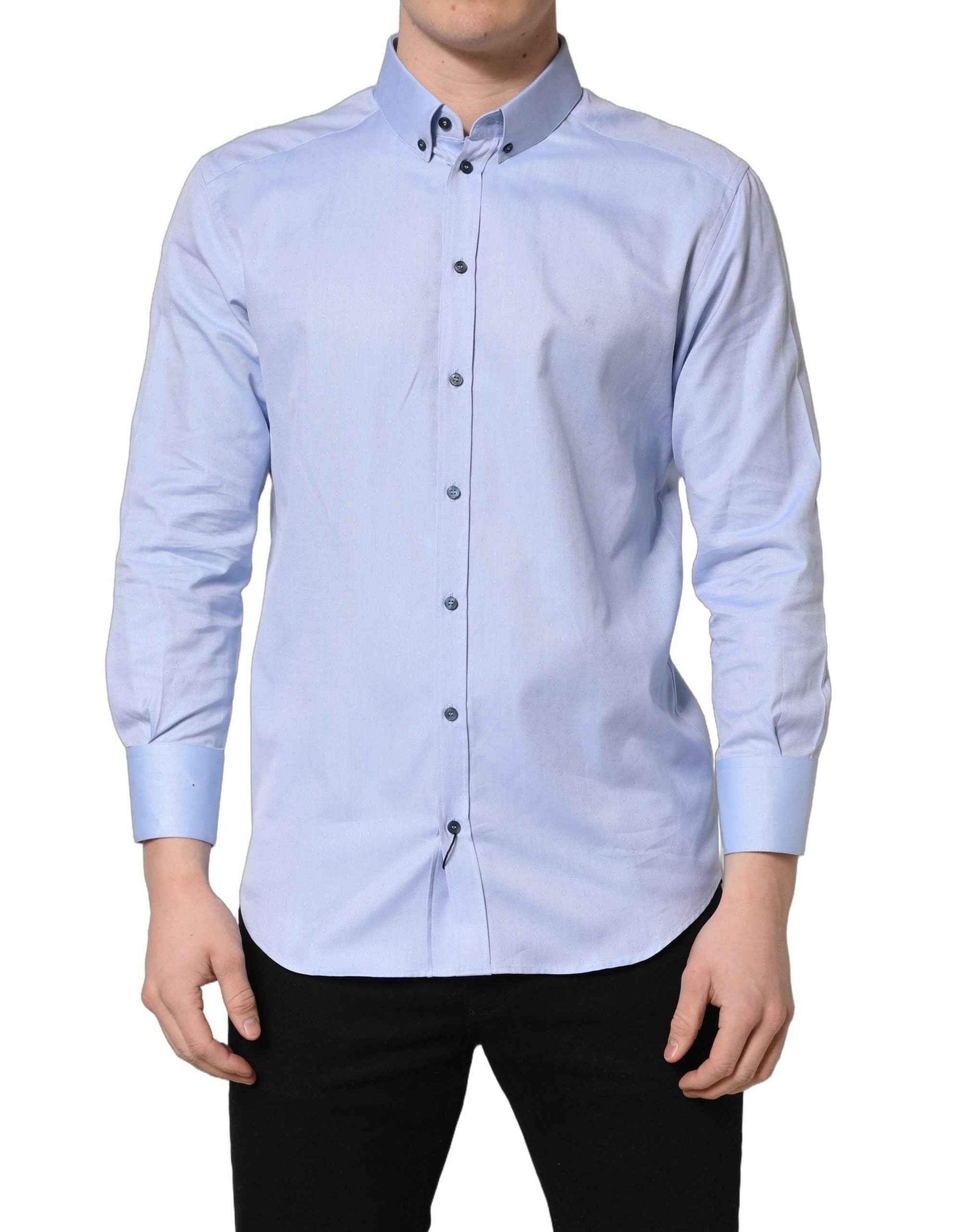 Light Blue Cotton Dress Formal Men Shirt