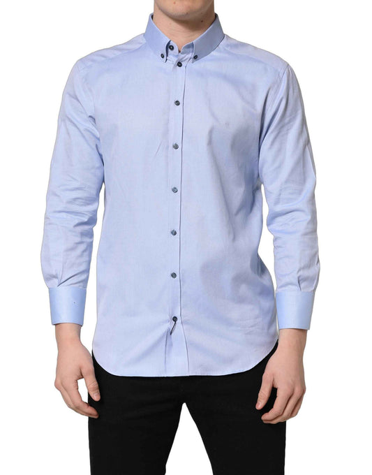 Light Blue Cotton Dress Formal Men Shirt