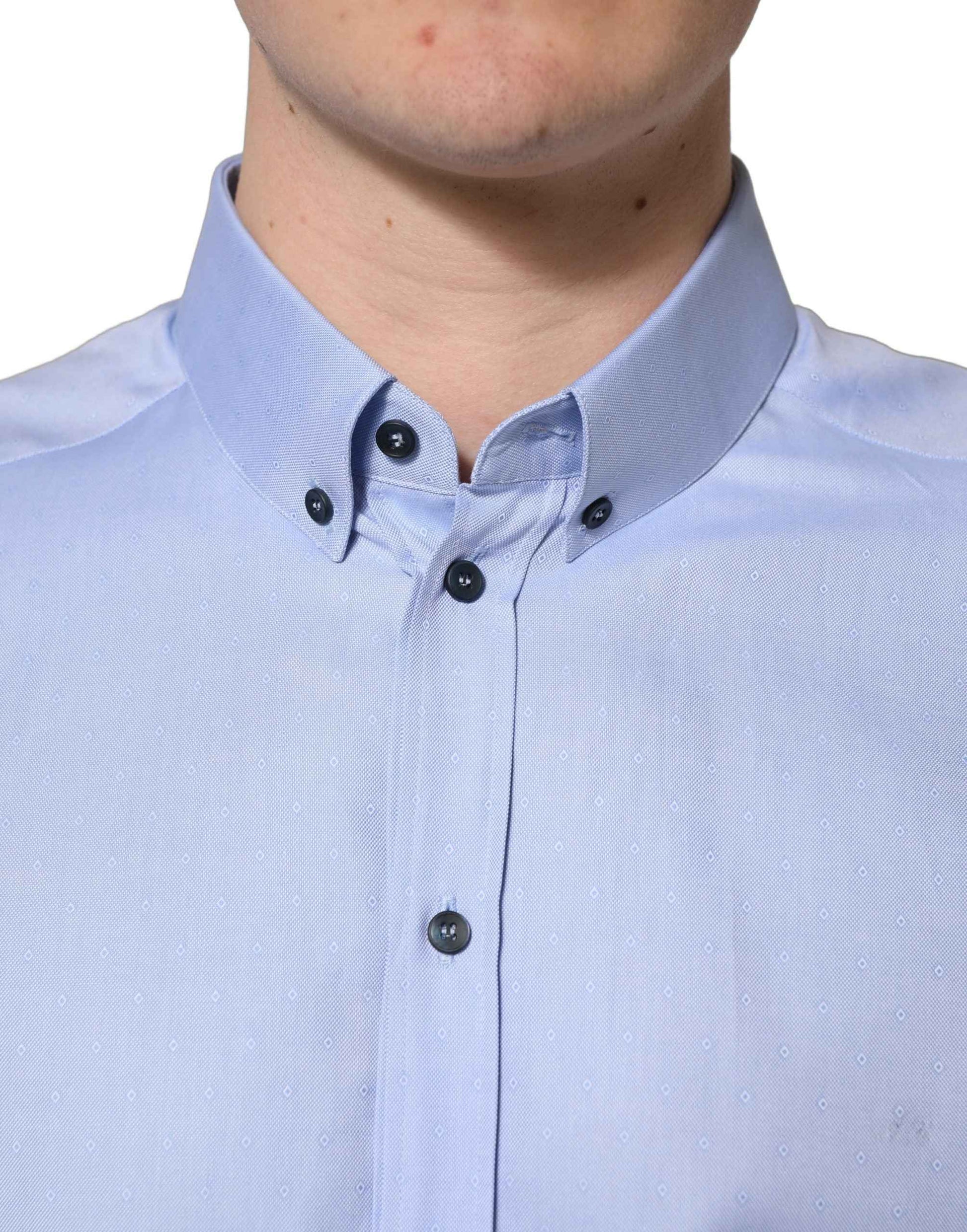 Light Blue Cotton Dress Formal Men Shirt