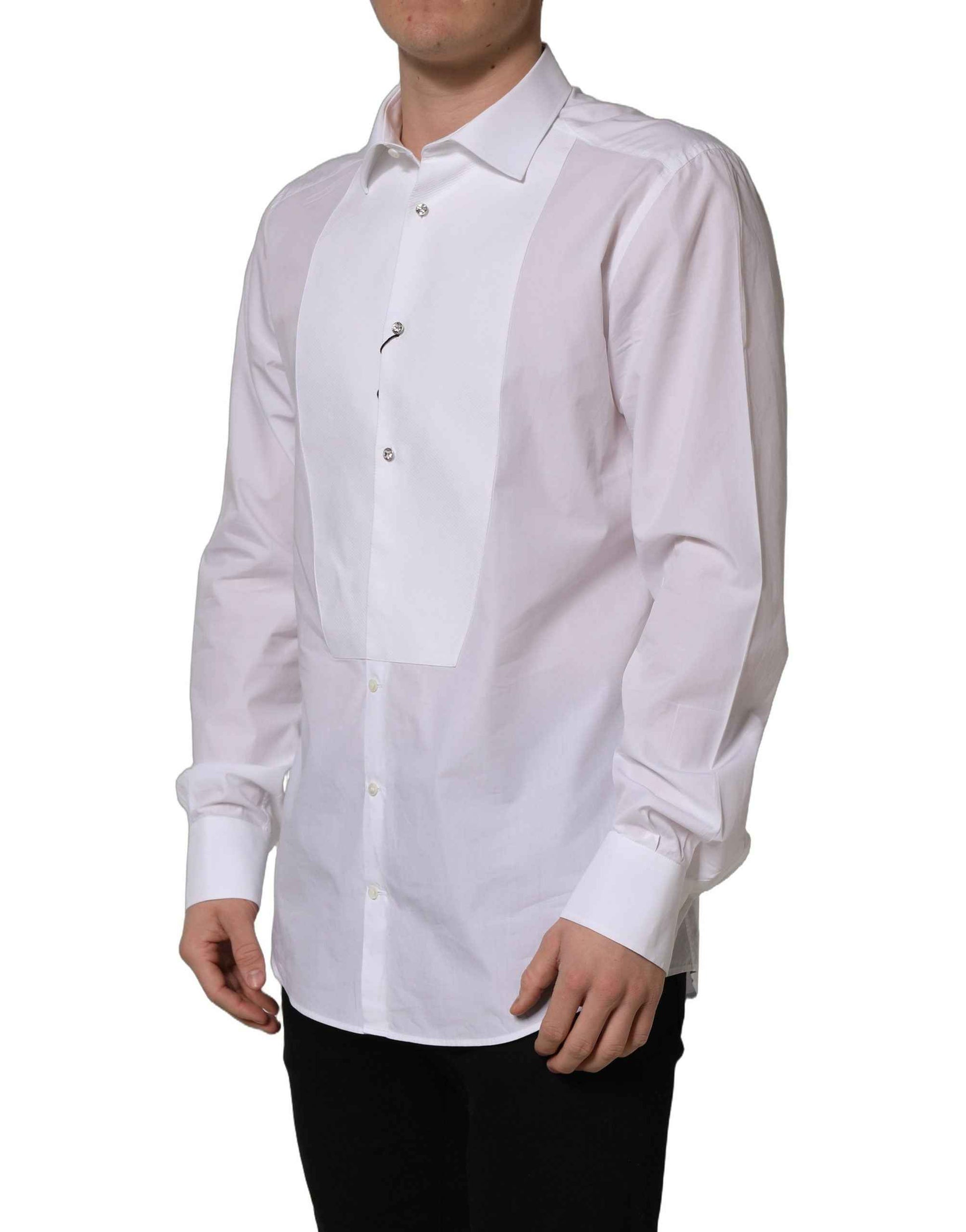 White Bib Cotton Poplin Dress Formal Shirt