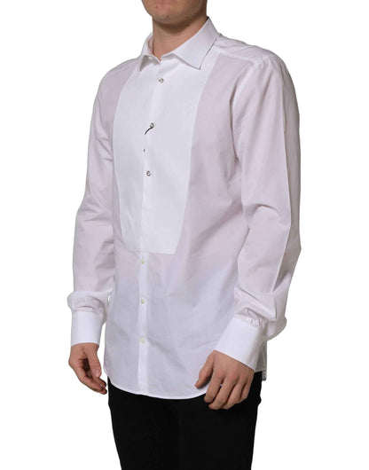 White Bib Cotton Poplin Dress Formal Shirt