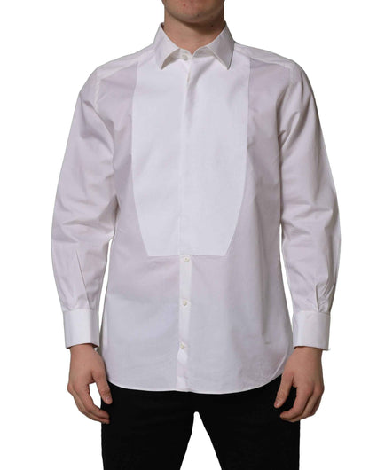 White Bib Cotton Poplin Dress Formal Shirt