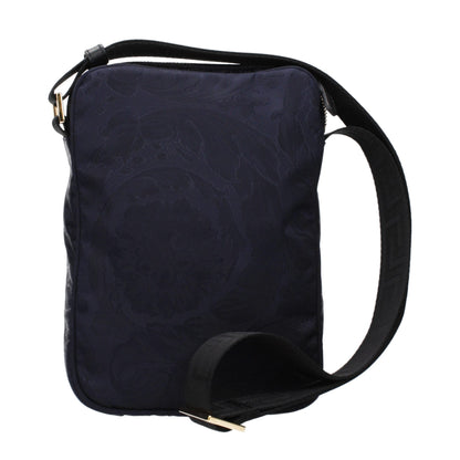 Blue Fabric Crossbody Bag