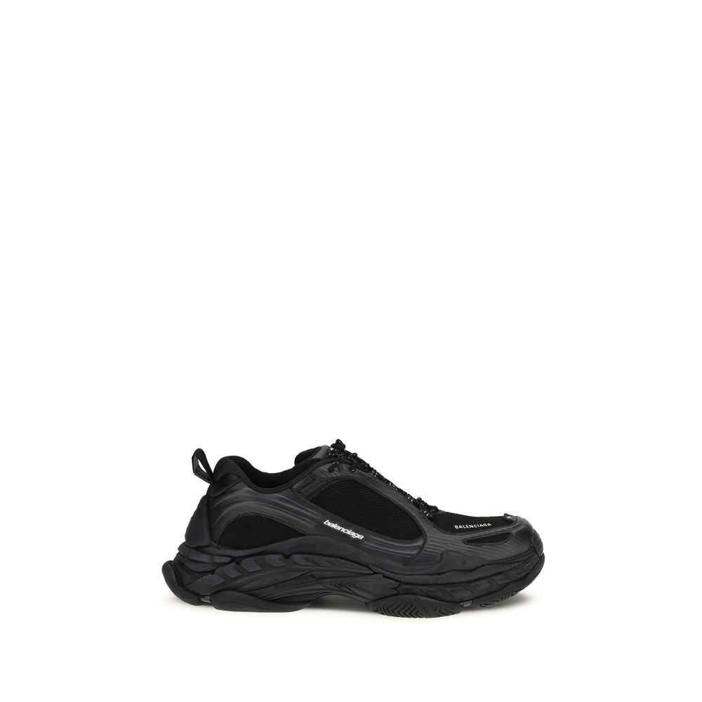 Black Polyester Athletic Sneakers