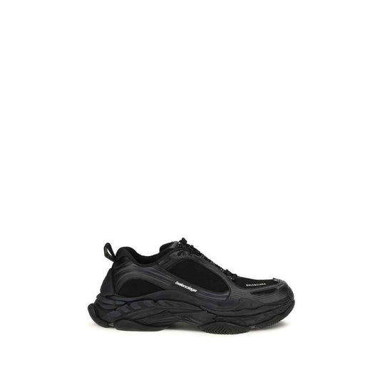 Black Polyester Athletic Sneakers